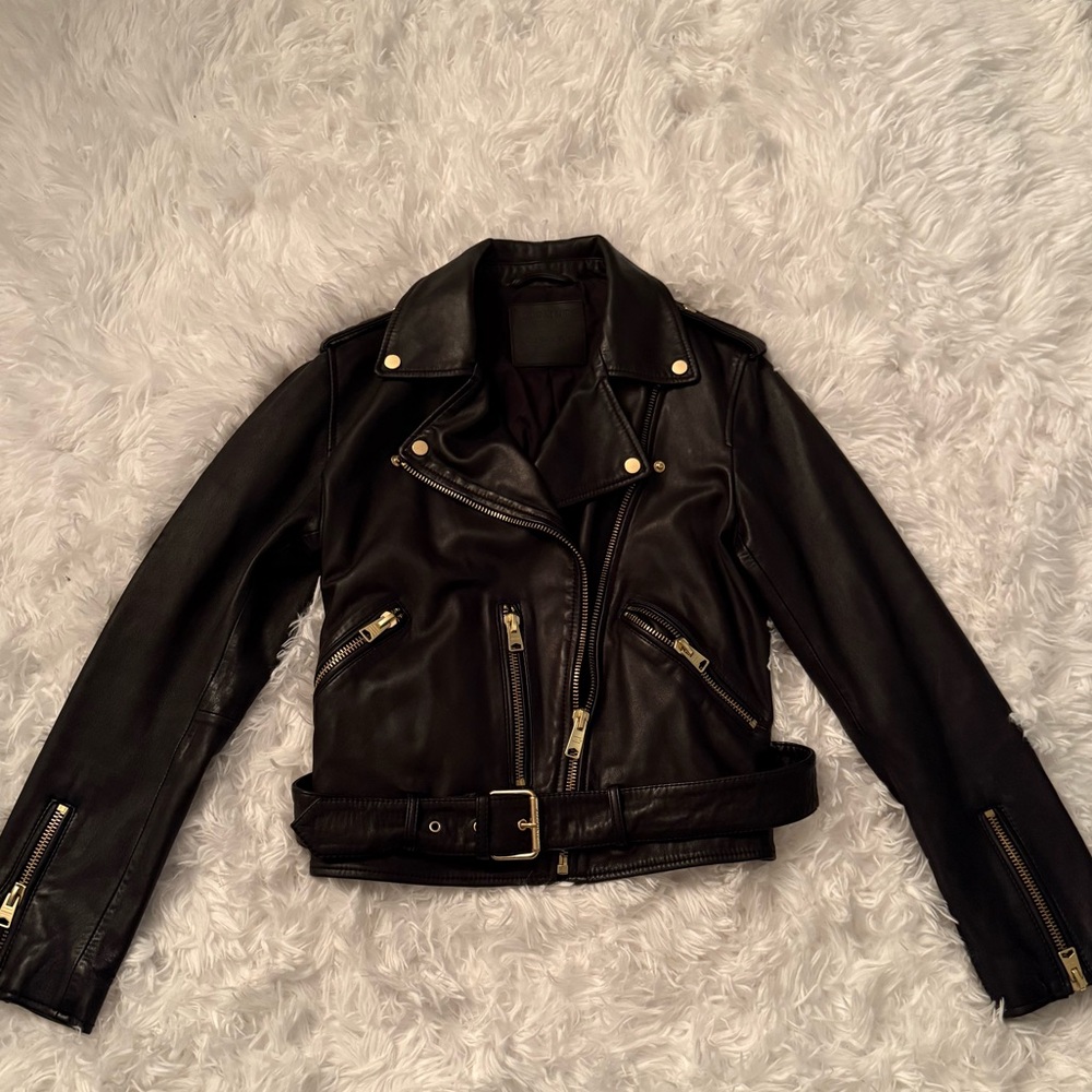 All Saints Black Leather Moto Jacket